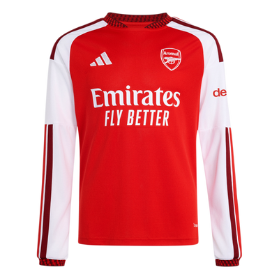 adidas Youth Arsenal FC 26/27 home long sleeve jersey — better scarlet — front