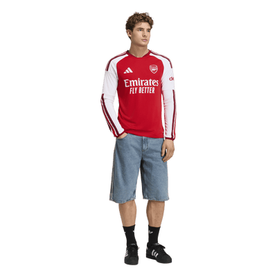 adidas Men's Arsenal FC 26/27 Long Sleeve Home Jersey Better Scarlet - on-model walking