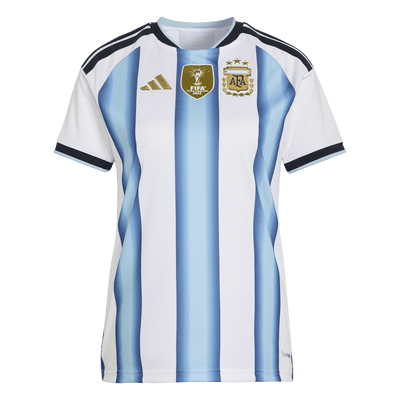 adidas Argentina 26 women's home replica jersey front with crew neck, FIFA champions badge and AFA crest