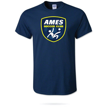 Ames Soccer Club | Gildan Badge Youth Tee T-Shirt Gildan Youth Small Navy