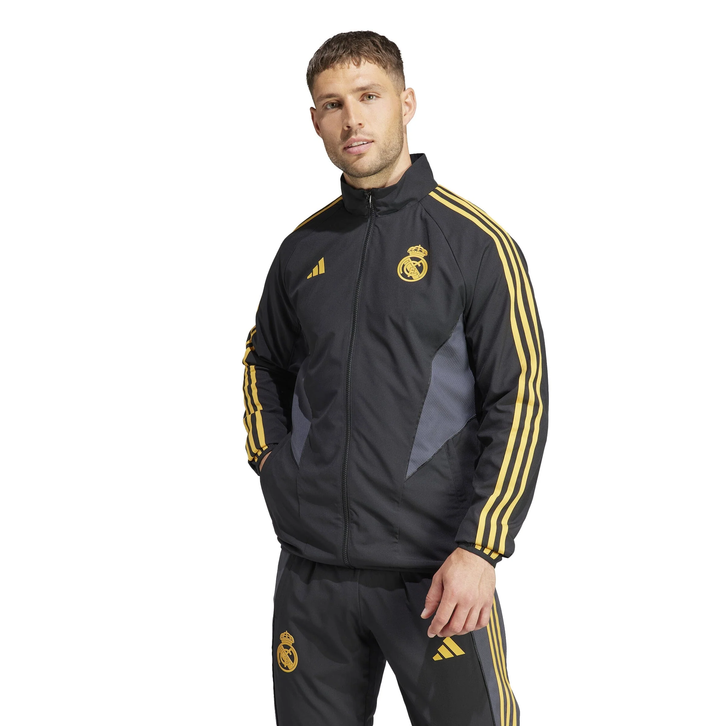 What is the lining of the adidas anthem jacket Real Madrid made of what?