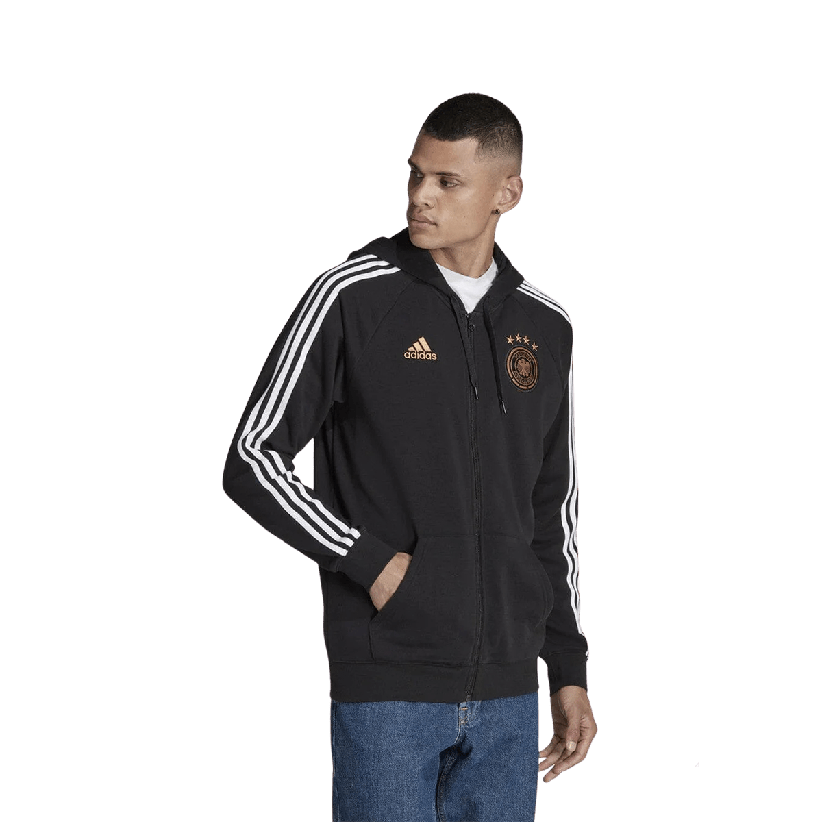 What style of hood is featured on the adidas Germany 22 DNA hoodie?