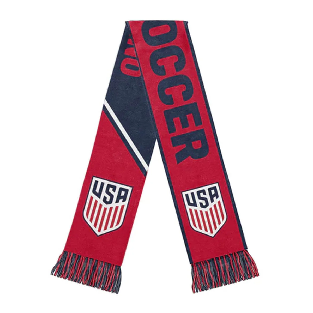 Does the Icon Sports US Soccer Rally Reversible Fan Scarf display the team's crest and name?