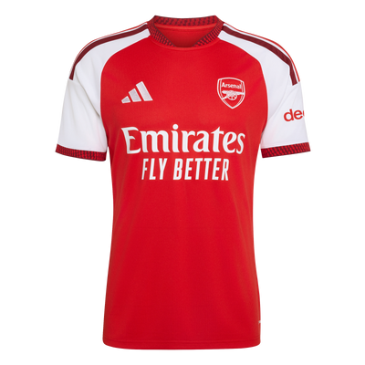 adidas Men's Arsenal FC 26/27 home jersey, red with white sleeves, front view