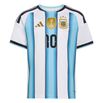 adidas Youth Argentina 26 Messi 10 home jersey — White / Icey Blue / Light Blue — front