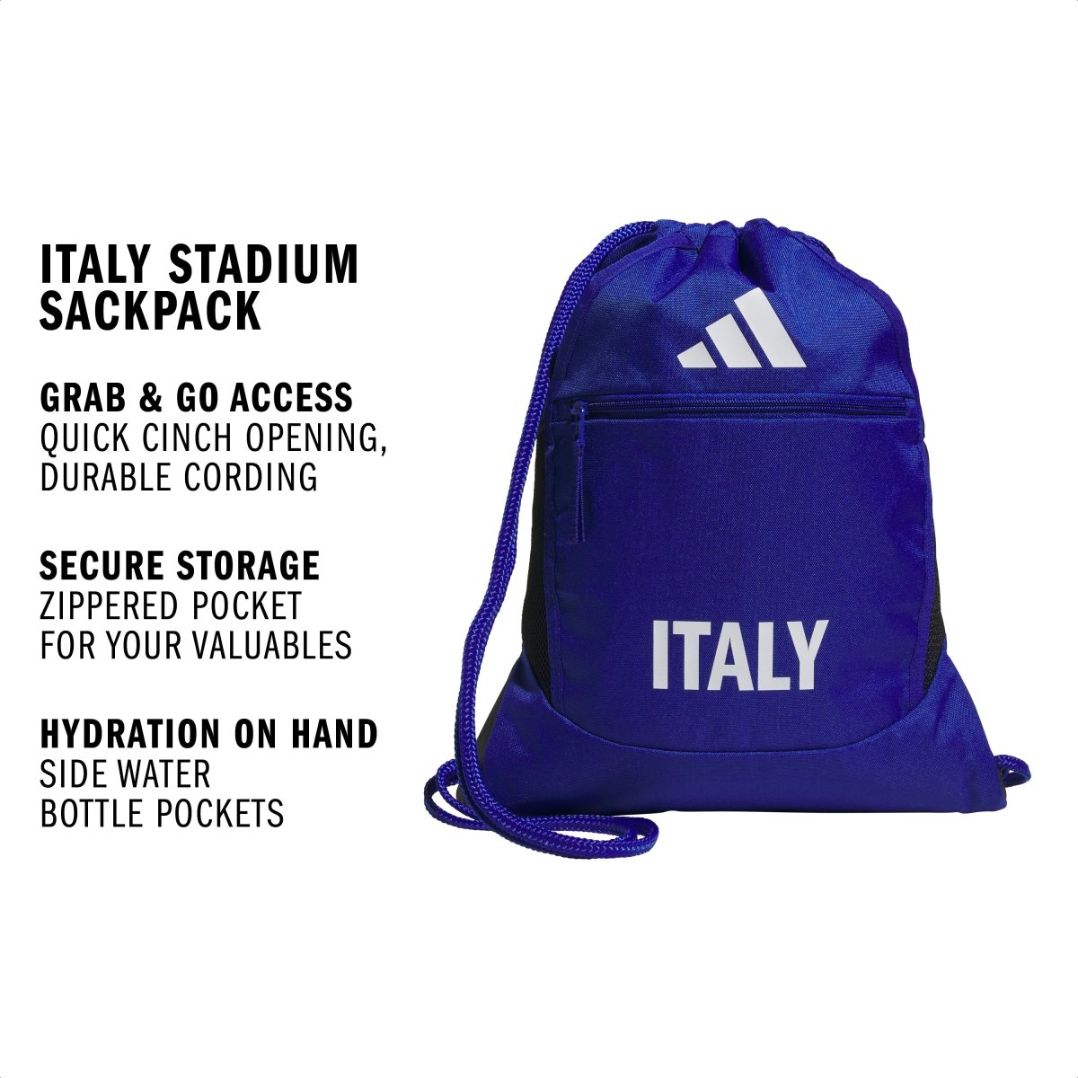 adidas Italy Stadium Sackpack, Men's, Blue