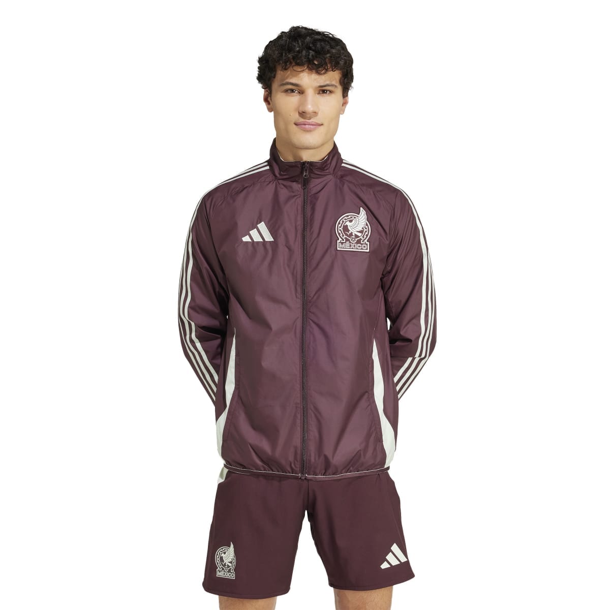 adidas Men&#39;s Mexico Anthem Jacket | IW2922 Jersey adidas Adult Small Dark Burgundy / Linen Green 