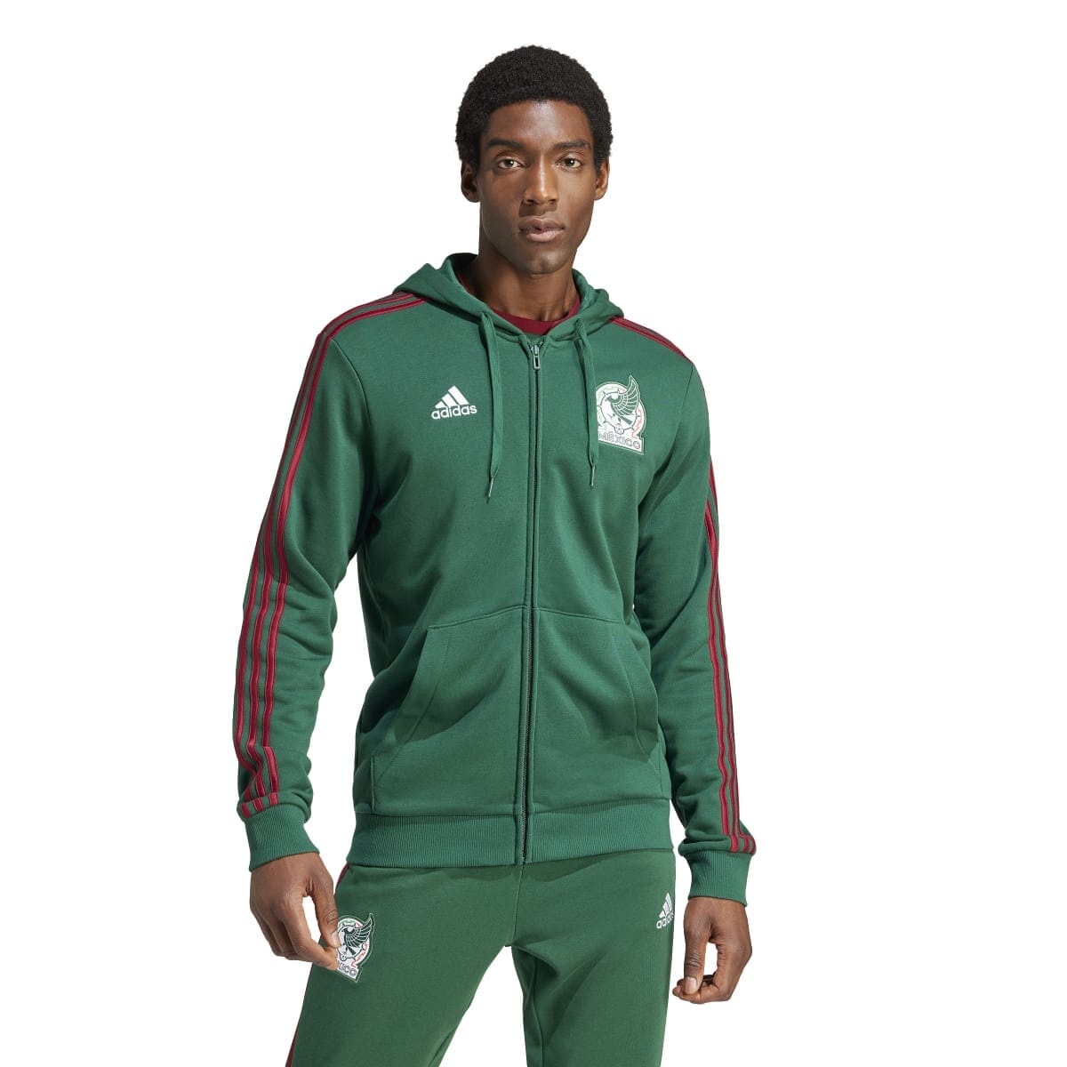 adidas Men's Mexico DNA Full Zip Hoodie | IU2160 Adidas Adult Small Dark Green 