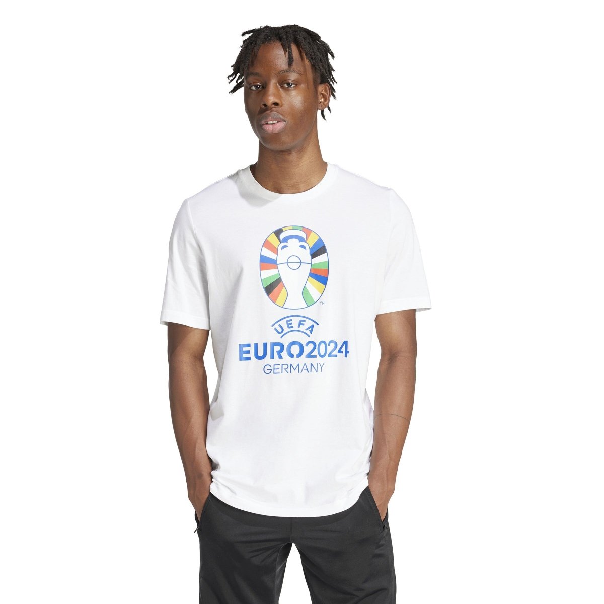 adidas Men's Official Euro 2024 Emblem Tee | IT9290 - Goal Kick Soccer