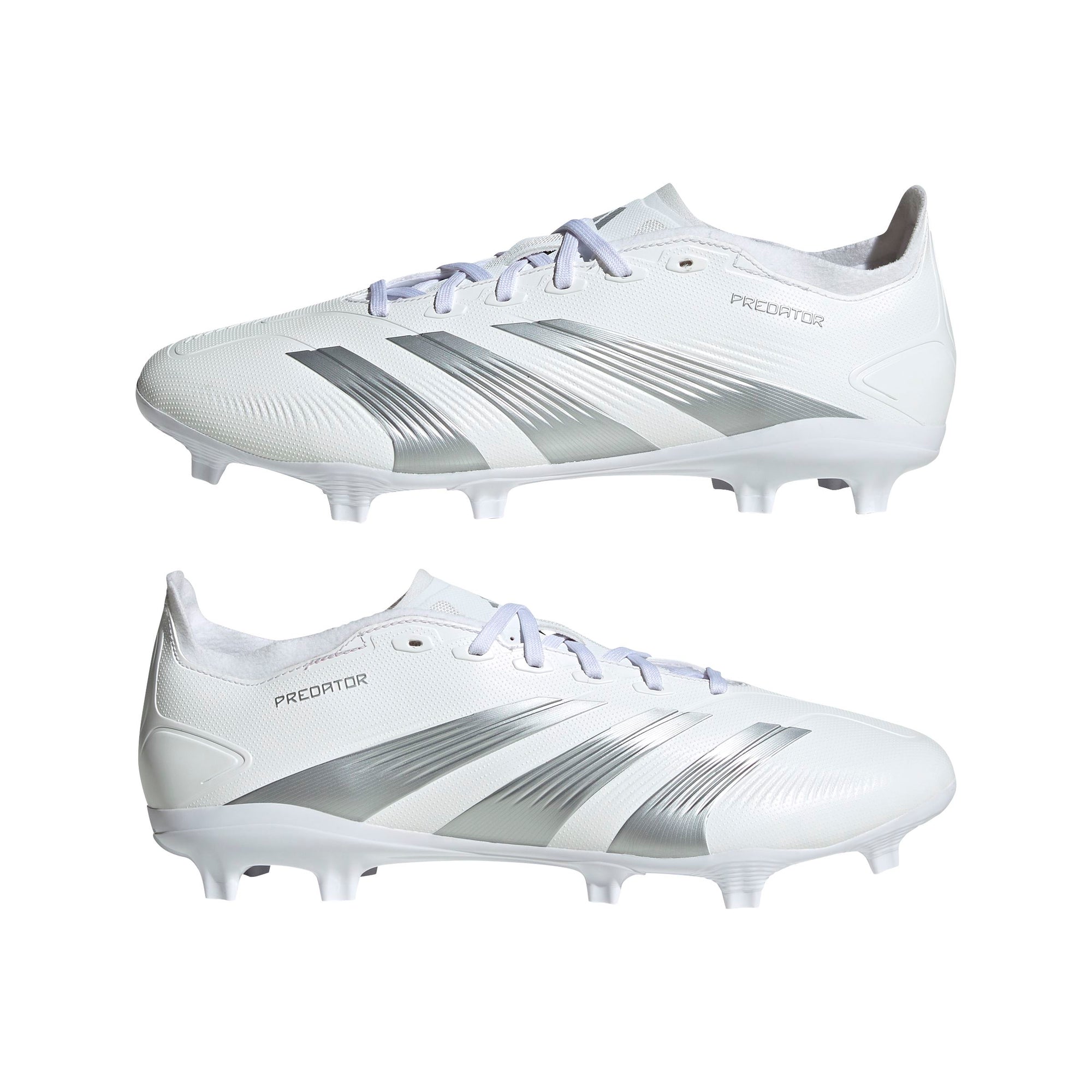 adidas Men's Predator League Firm Ground Soccer Cleats | IE2372 Adidas 7.5 FTWR WHITE/SILVER MET./GREY ONE 