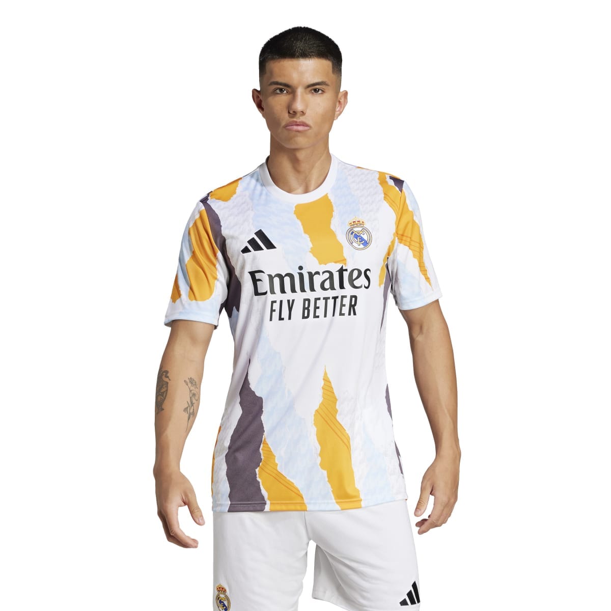 adidas Men&#39;s Real Madrid Pre-Match Jersey | JJ3493 Hoodie adidas Adult Small White/Creora/Chacoa 