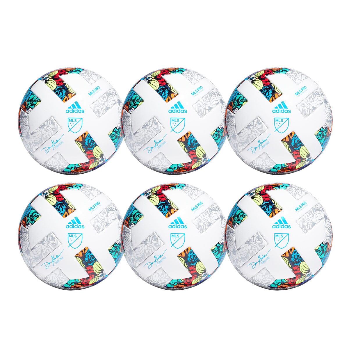 adidas MLS Pro Match Ball 2022 White/Multi Color - 6 Pack | H57824 Soccer Ball Adidas 5 White / Solar Yellow / Power Blue 