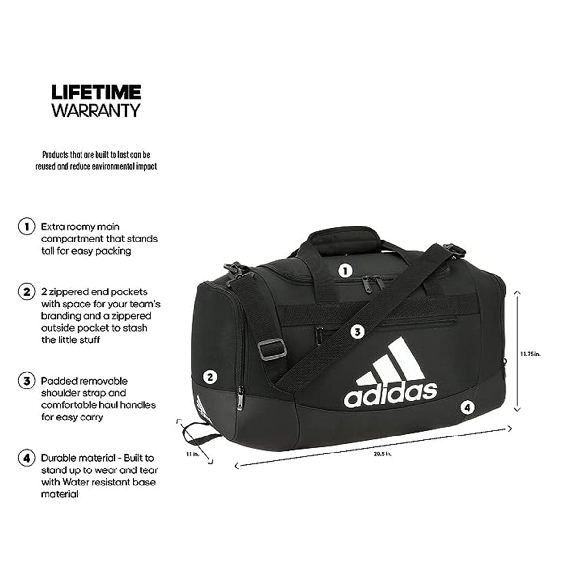 adidas Unisex Defender 4 Small Duffel Bag - Goal Kick Soccer
