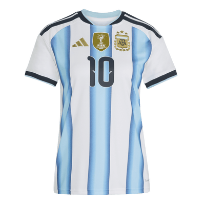 adidas Argentina 26 home jersey front with light blue stripes, FIFA champions badge and AFA crest