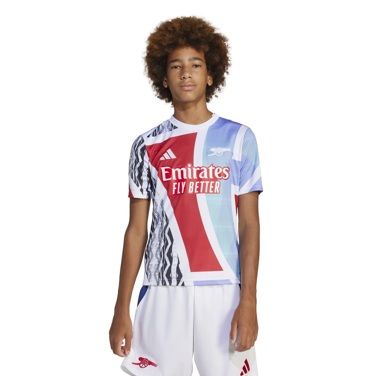 adidas Youth Arsenal 24/25 Pre-Match Jersey | JE7565 Jersey adidas Youth Medium Better Scarlet/White/Black/Clear Aqua 