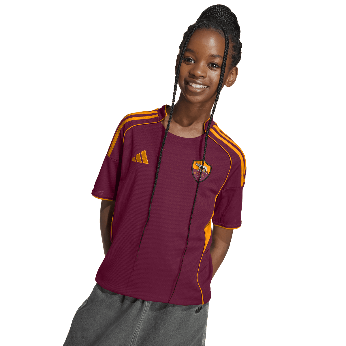 Is5846 adidas Youth AS Roma 25/26 Home Jersey | JX2613 - Goal Kick Soccer