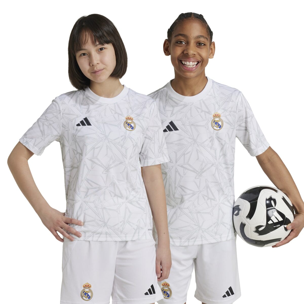 adidas Youth Real Madrid Pre-Match Jersey | IT5095 T-Shirt adidas Youth Medium White / Clear Grey 