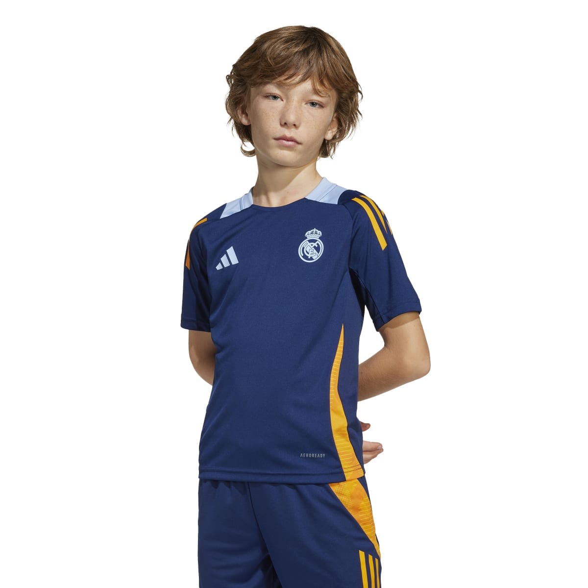 adidas Youth Real Madrid Training Jersey | JE4197 Jersey adidas Youth Small Team Navy Blue 