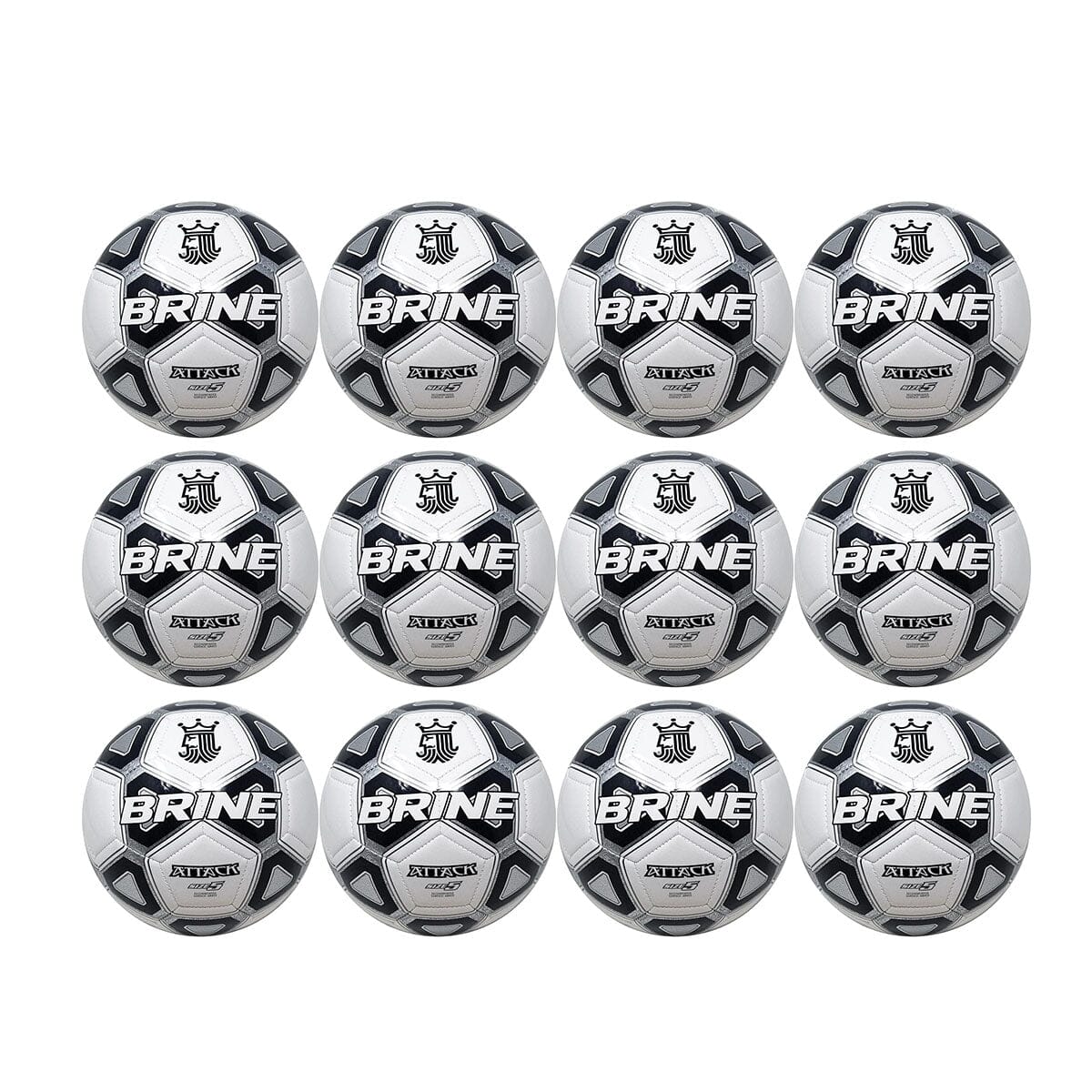 Brine Attack Soccer Ball Pack - 12 Balls | FB23313G Soccer Ball Brine 3 Black 