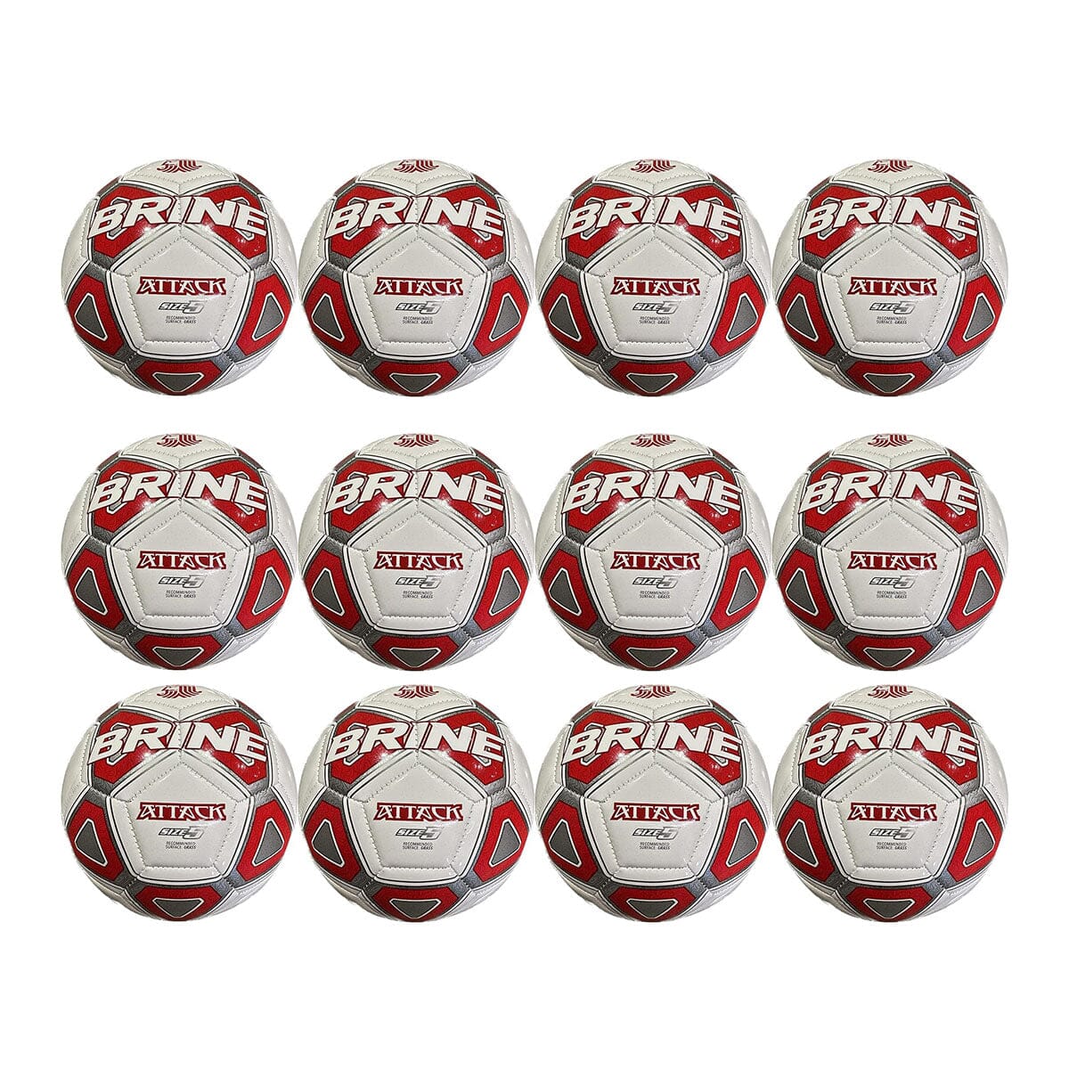 Brine Attack Soccer Ball Pack - 12 Balls | FB23313G Soccer Ball Brine 3 Scarlet 