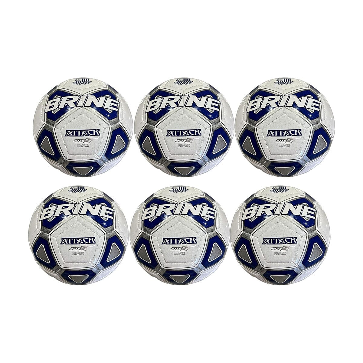 Brine Attack Soccer Ball Pack - 6 Balls | FB23313G Soccer Ball Brine 3 Navy 