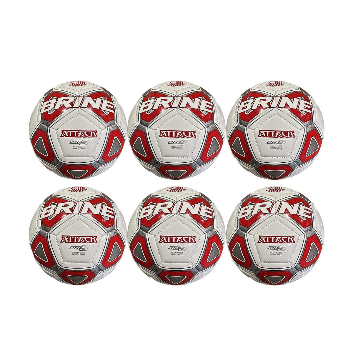 Brine Attack Soccer Ball Pack - 6 Balls | FB23313G Soccer Ball Brine 3 Scarlet 