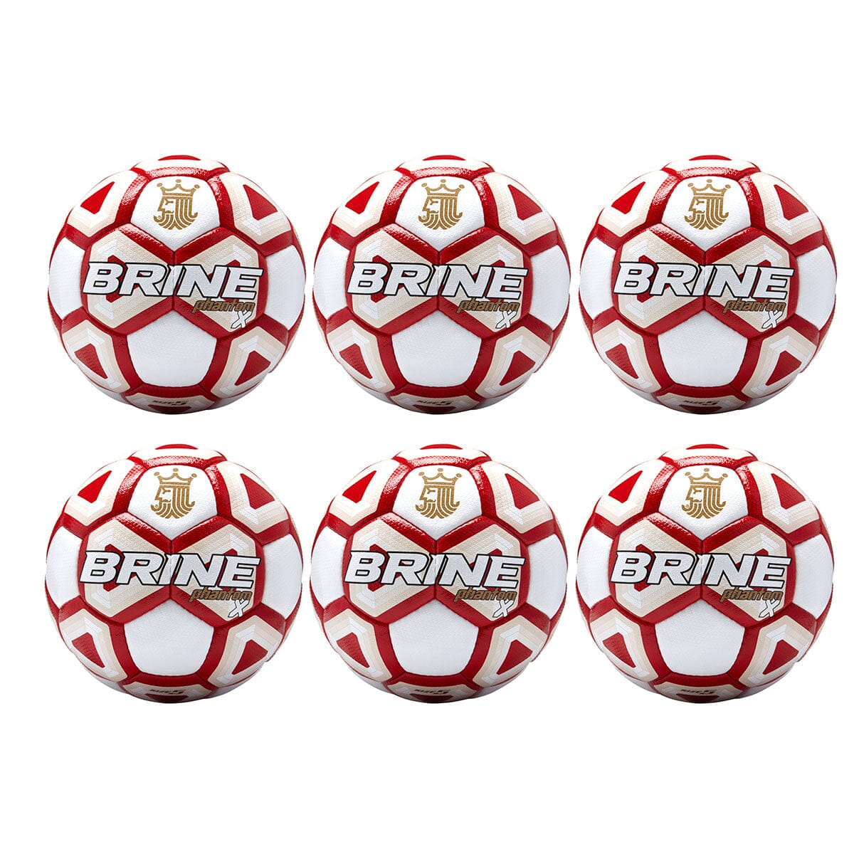 Brine Phantom X Soccer Ball - 6 Packs | SBPHTMX7 Soccer Ball Brine 5 White/Scarlet 