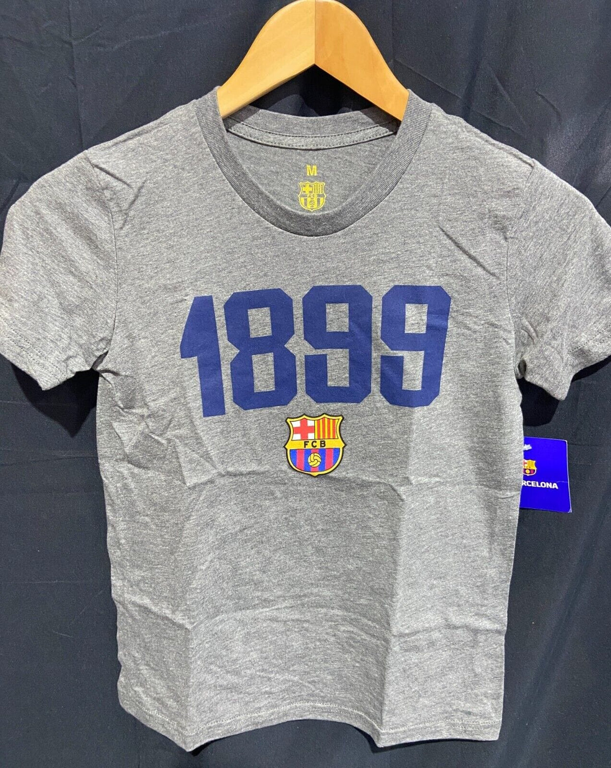 Icon Sports Youth FC Barcelona 1899 Short Sleeve Logo T-Shirt | Medium Goal Kick Soccer 