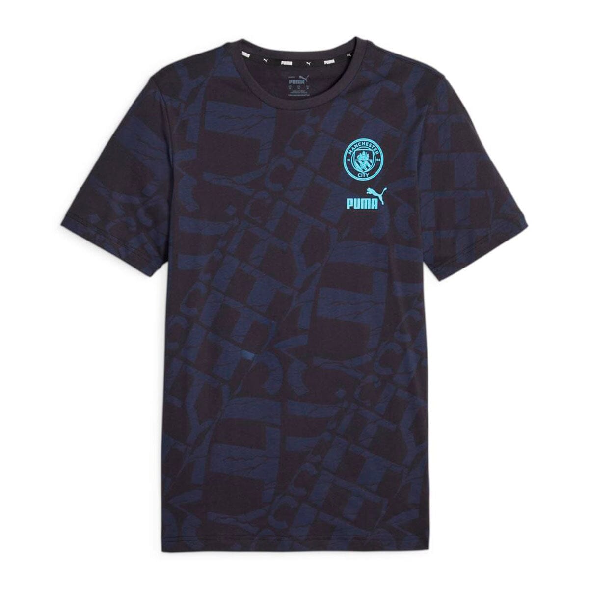 Puma Men's Man City FTBL Core AOP Tee | 77295303 Shirt Puma Adult Small Dark Navy-Hero Blue 
