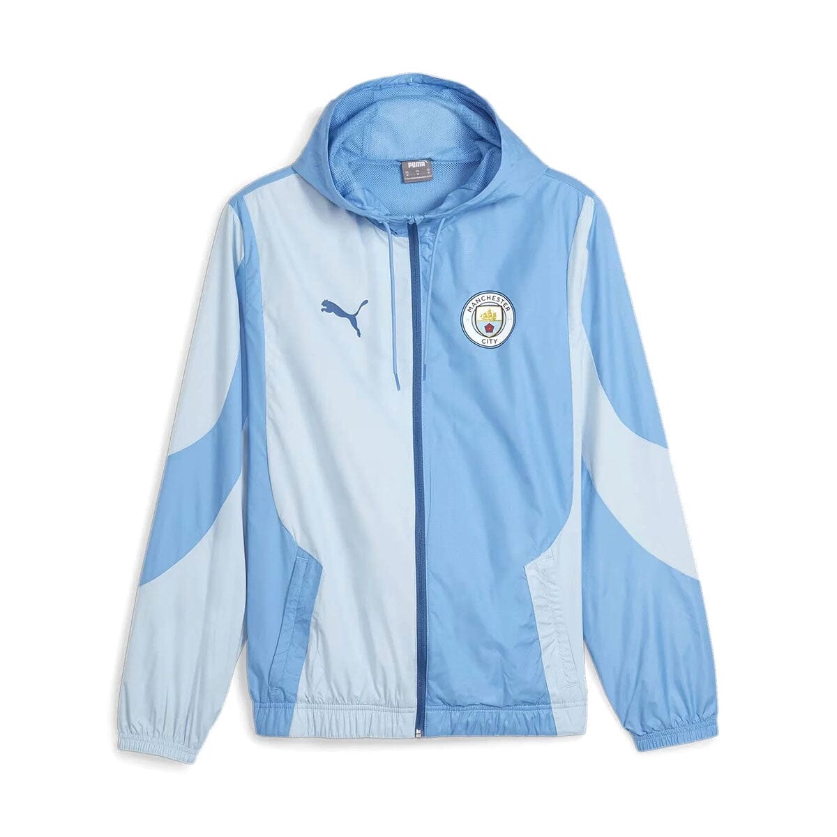 Puma Men&#39;s Manchester City FC Prematch Woven Jacket | 77437202 Puma Adult Small Regal Blue-Silver Sky 