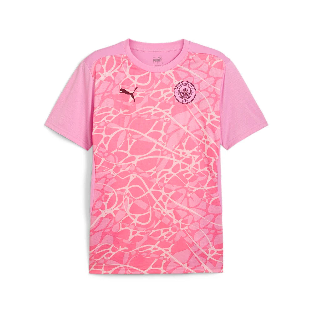 PUMA Men&#39;s Manchester City Prematch Short Sleeve Jersey | 77757825 Apparel Puma Adult Small Pink 