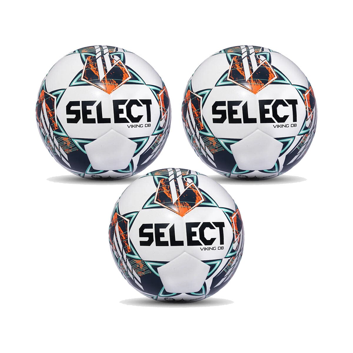 Select Viking DB NFHS v24 Soccer Ball Soccer Balls Select 3pack - size 4 White/Teal/Orange 