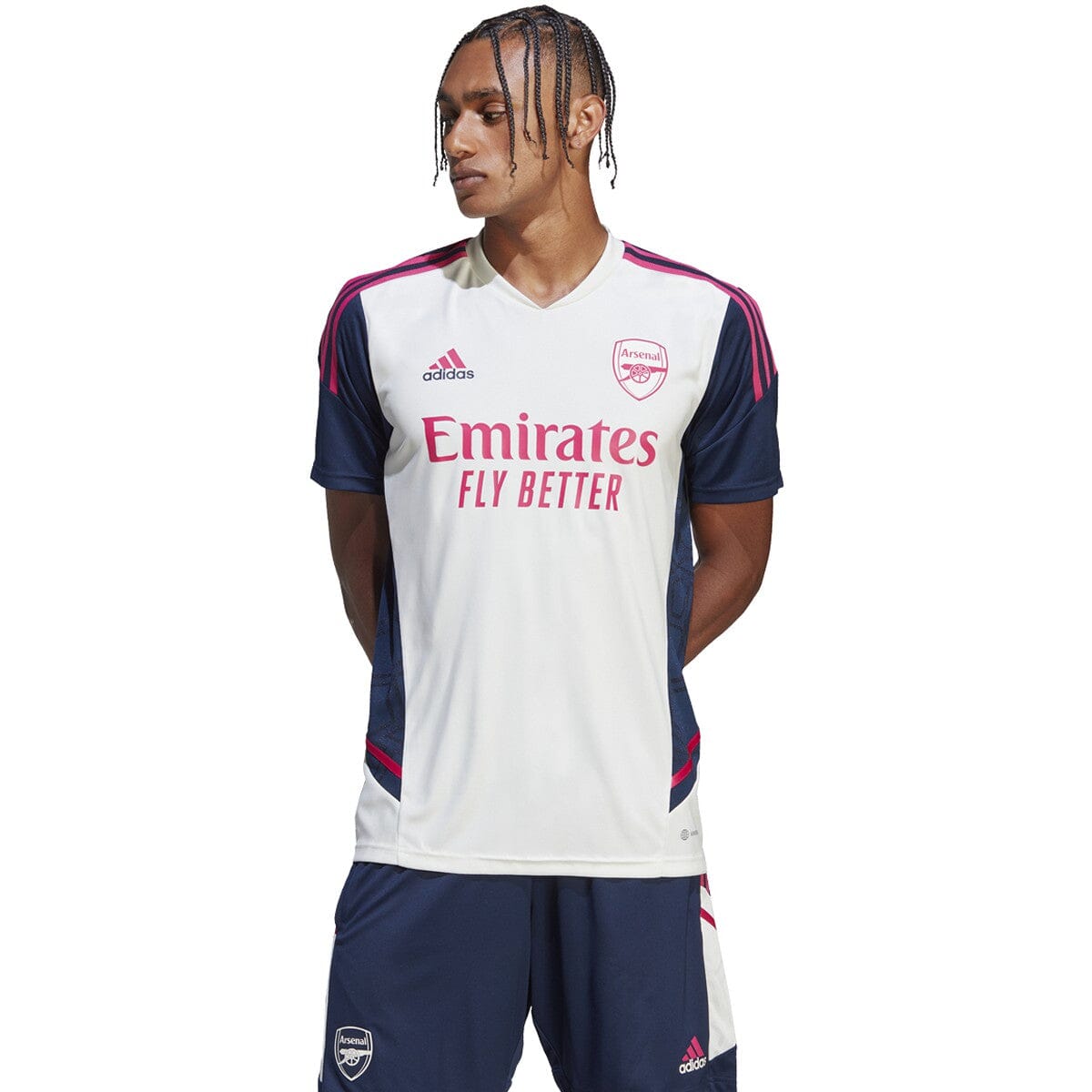 adidas Men's Arsenal FC 2022/2023 Training Jersey | HT4436 Jersey Adidas Adult Small Off White / Collegiate Navy 