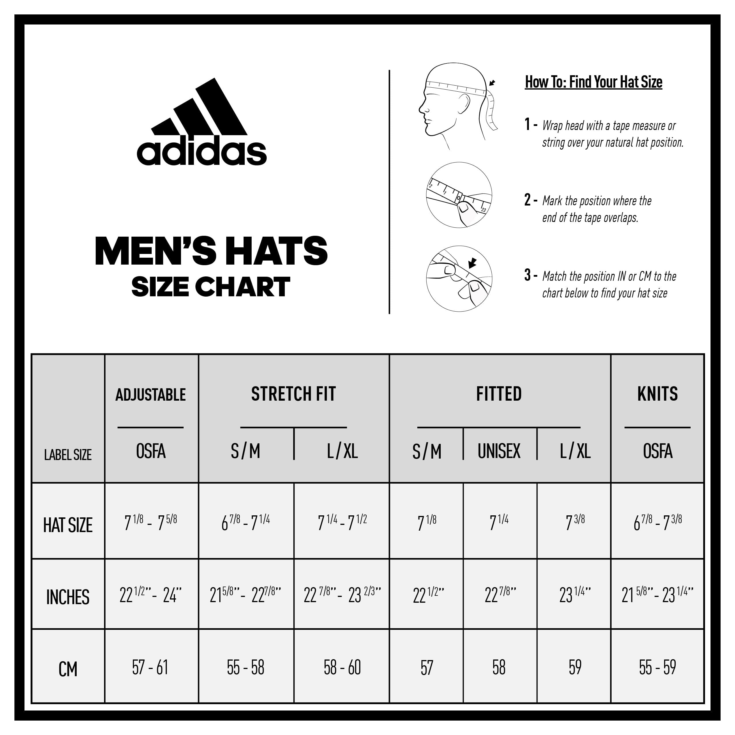 mens hat size chart