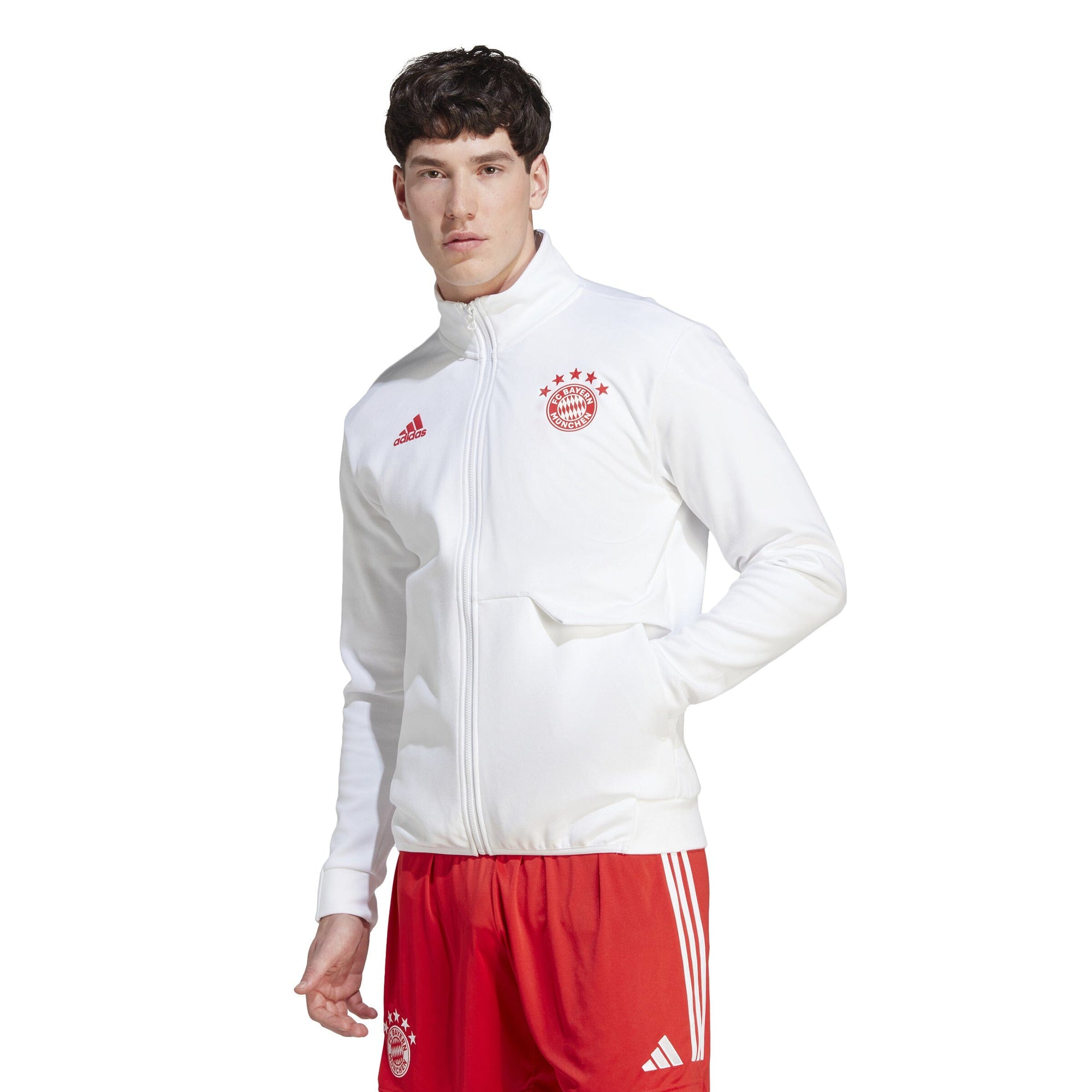 adidas Men's FC Bayern Anthem Jacket | HY3276 Jacket Adidas Adult Small White 