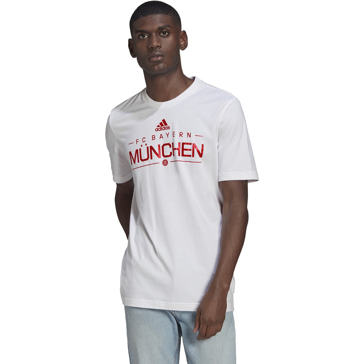adidas Men&#39;s FC Bayern Graphic Tee | HG1241 Tshirt Adidas Adult Small White 