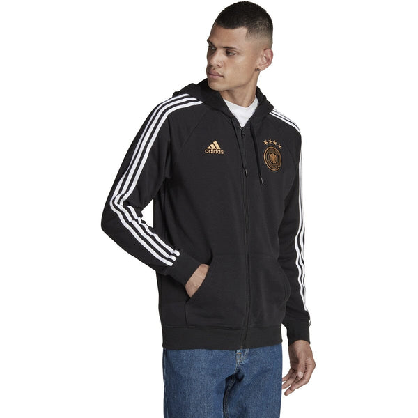 adidas Men&#39;s Germany 2022 DNA Full Zip Hood | HF4061 Track Top Adidas Adult Small Black / White 