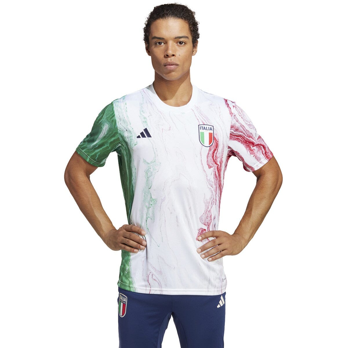 adidas Men's Italy 2023 Pre Match Shirt | HS9868 Jersey Adidas Green / White / Red Adult Small 