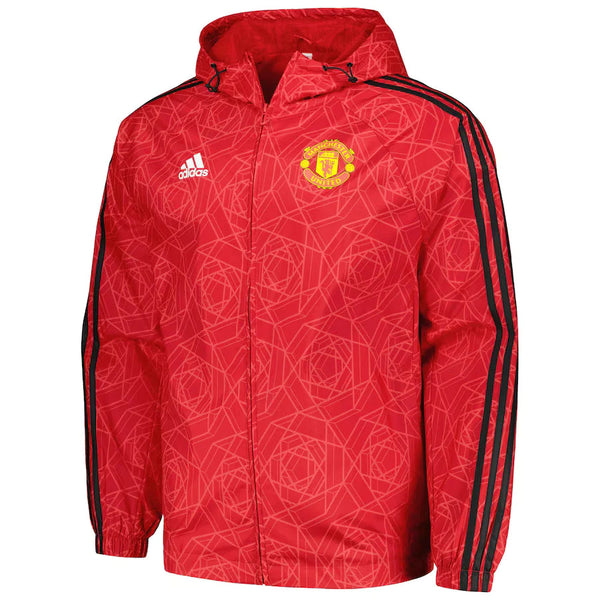 adidas Men&#39;s Manchester United 23/24 DNA Windbreaker | IA8527 Jacket Adidas Adult Small MUFC Red 