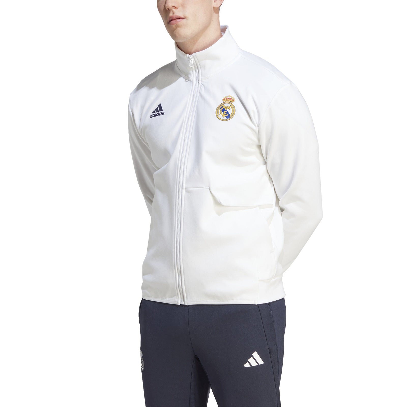adidas Men's White Real Madrid Team Logo Anthem Full-Zip Jacket - Macy's