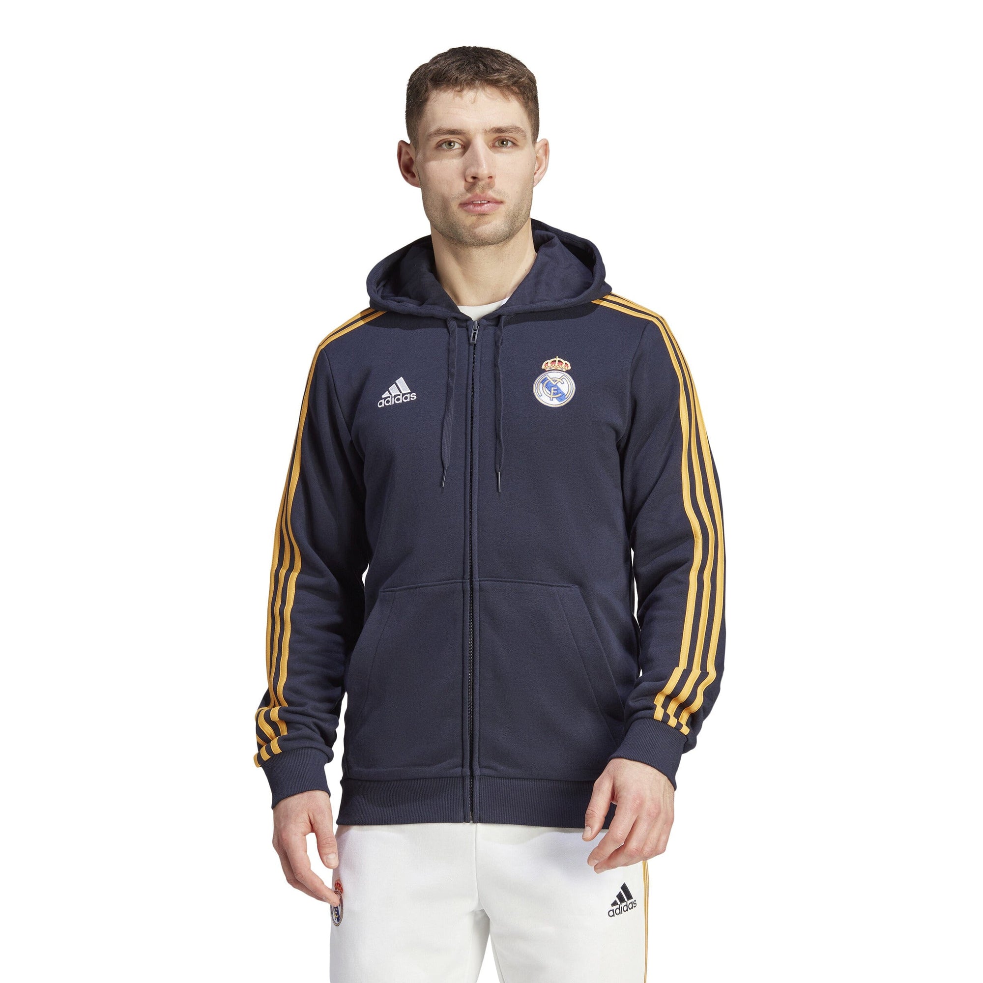 adidas Men's Real Madrid 2023/2024 DNA Full Zip Hoodie | HY0619 Apparel Adidas Adult Small Legend Ink 