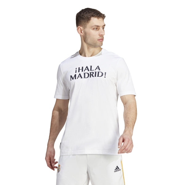 adidas Men&#39;s Real Madrid 2023/2024 Street Graphic Tee | HY0625 Apparel Adidas Adult Small White 