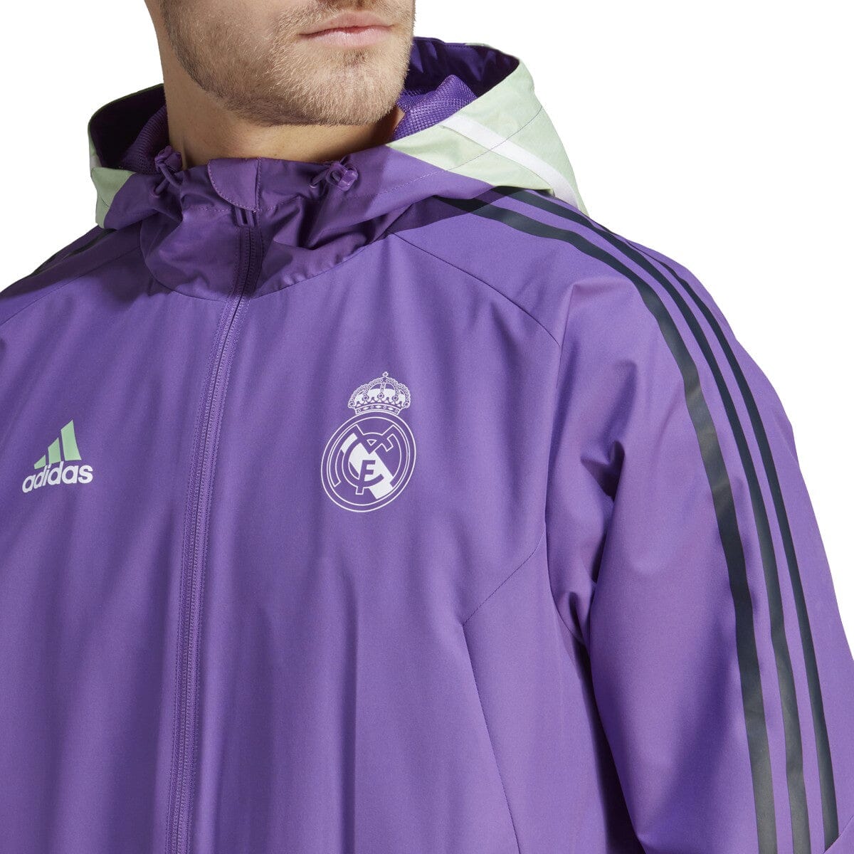 $80 Mens Size M Adidas Real Madrid All Over Print Woven Hoodie Jacket  H59047 2
