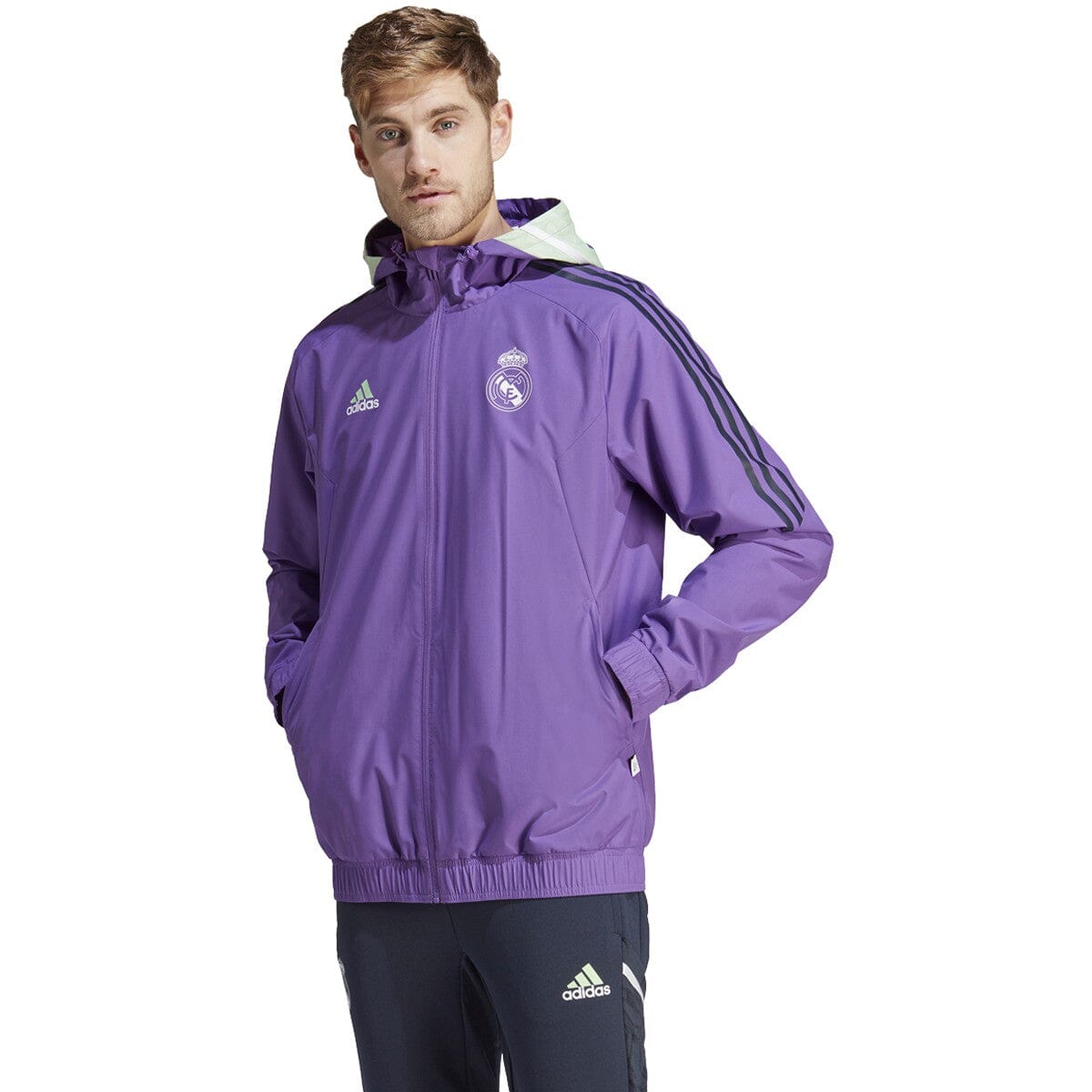 adidas Men's Real Madrid 22/23 Training All Weather J | HT8796 Jacket Adidas Adult Small Active Purple 