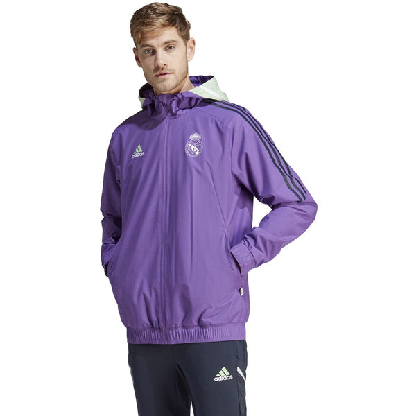 adidas Men&#39;s Real Madrid 22/23 Training All Weather J | HT8796 Jacket Adidas Adult Small Active Purple 