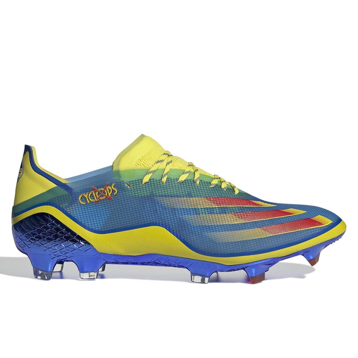 adidas Men's X GHOSTED.1 Firm Ground Cleats | FY1223 Cleats Adidas 6 Blue / Vivid Red / Bright Yellow 