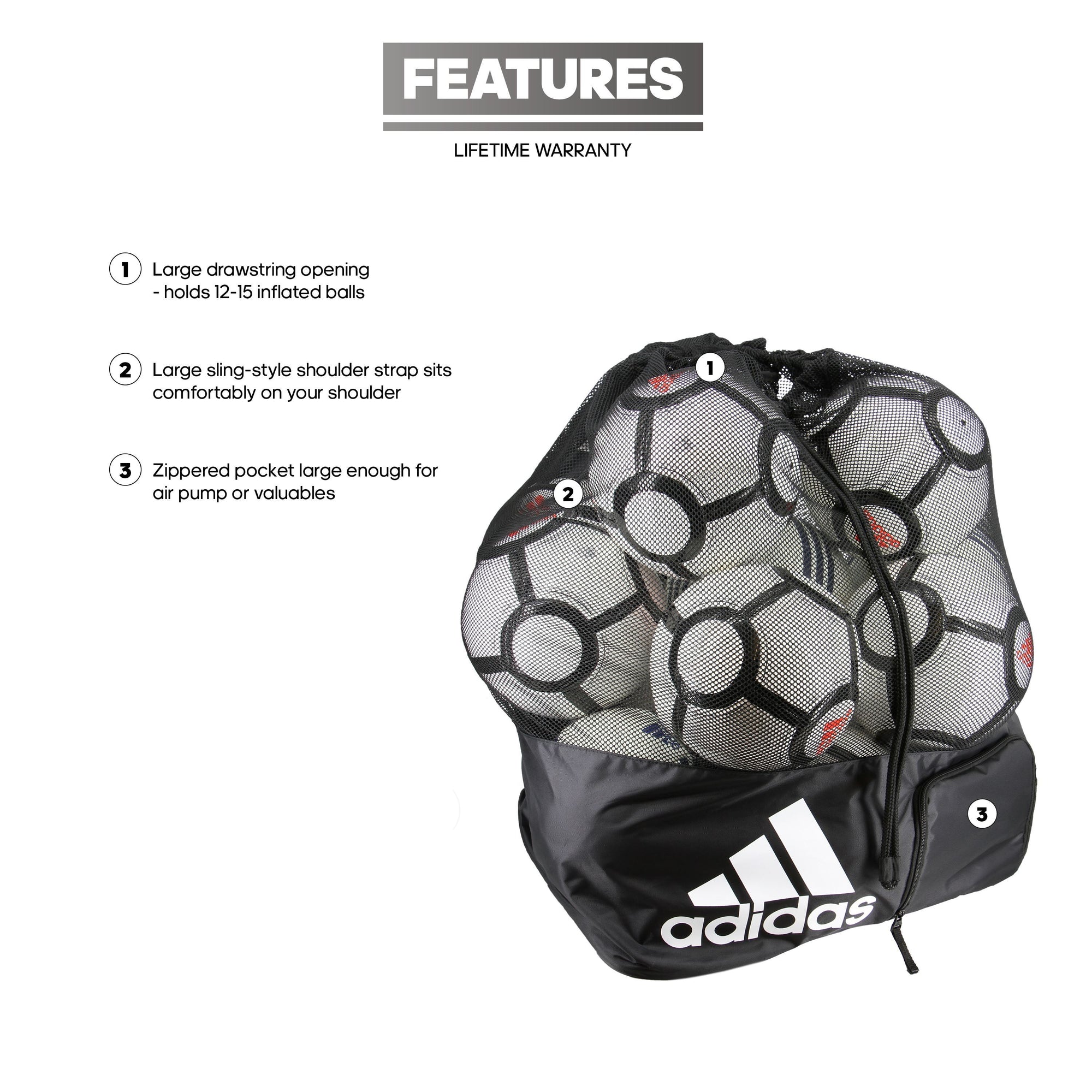 adidas Stadium Ball Bag | 5143954 Accessories adidas OSFA Black/White 