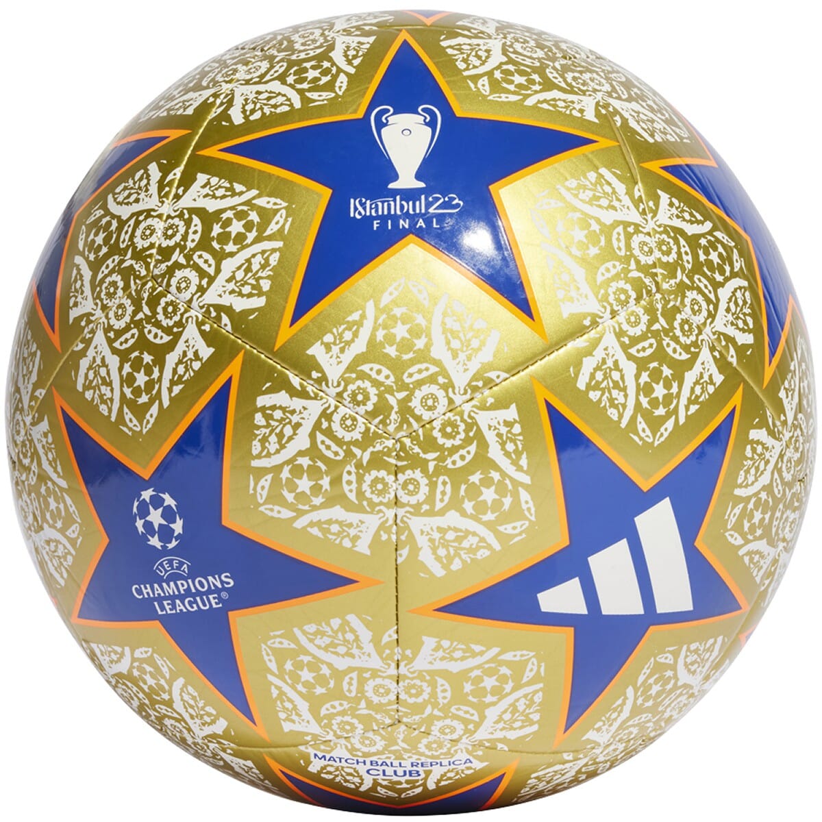 adidas UCL Club Soccer Ball | HZ6925 Soccer Ball Goal Kick Soccer 3 Gold Met./White/Team Royal Blue/Solar Orange 