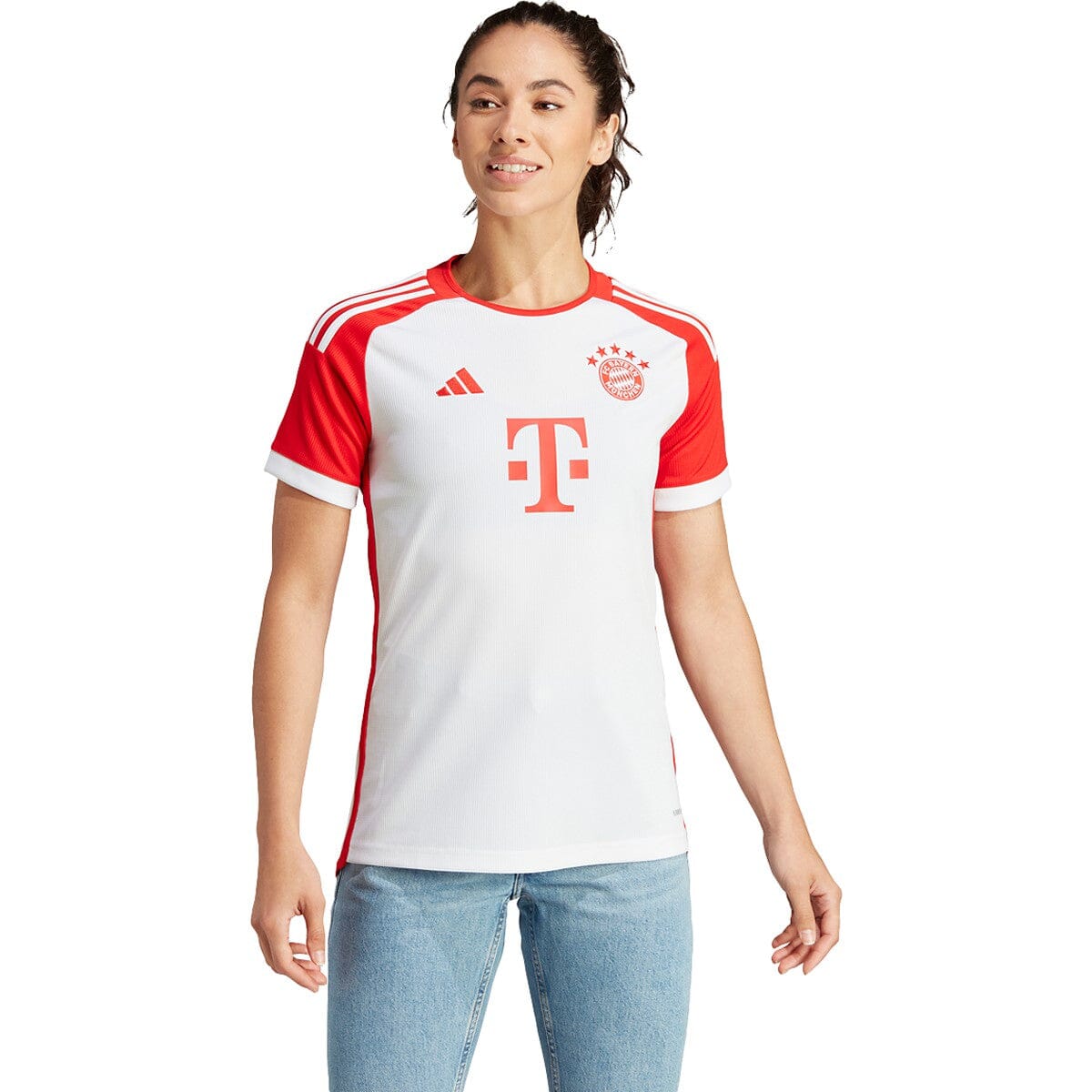 adidas Women&#39;s FC Bayern 2023/2024 Home Jersey | IB1478 Jersey Adidas Small White / Red 