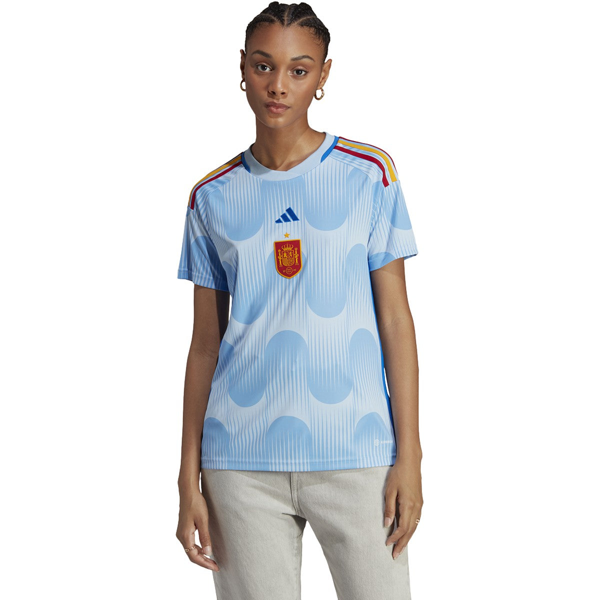 adidas Women's Spain 2022 Away Jersey | HF1403 Jersey Adidas Small Glow Blue / Glory Blue 
